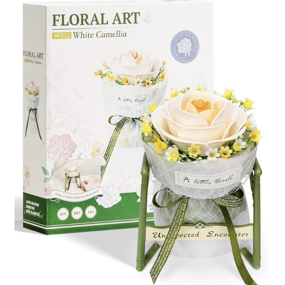 ROBOTIME 3D Plastic Flower Puzzle Camellia Flowers DIY Model Kits Women